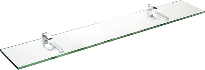 Spancraft Glass M-8x27-Chrome Monarch Glass Shelf, Chrome, 8" x 27"