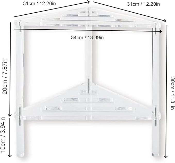 Corner Shower Caddy, 2 Tier Acrylic Bathroom Corner Shelf Clear Standing Shower Shelves Countertop Floor Rack Stand for Kitchen Bathroom