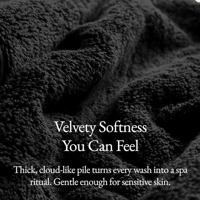 Italic Ultraplush Luxe 6 Piece Towel Set – 2 Bath Sheets, 2 Hand Towels, 2 Washcloths – 800GSM Soft, Highly Absorbent & Quick Drying, Resort Grade 100% Australian Cotton Towels (Black)