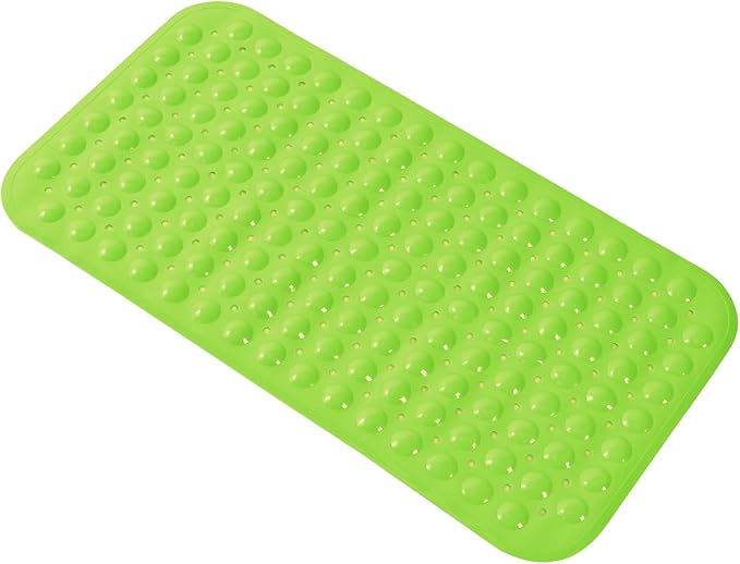 Anti-Slip Bathtub Shower mat, 27.5×14.5（Approximately 70×37cm） inch Soft Oversized Machine Washable Non-Slip Bathtub mat with Drainage Holes, Bathroom Floor Suction Cup.（1-Opaque Pea Green）