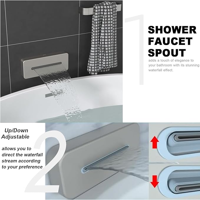 ENGA Shower System with Tub Spout, Bathtub Shower Faucet Combo Set - 10" & 6" Square Rain Shower Heads with 2 in 1 Handheld Spray, 4 Way Water Diverter, Brushed Nickel