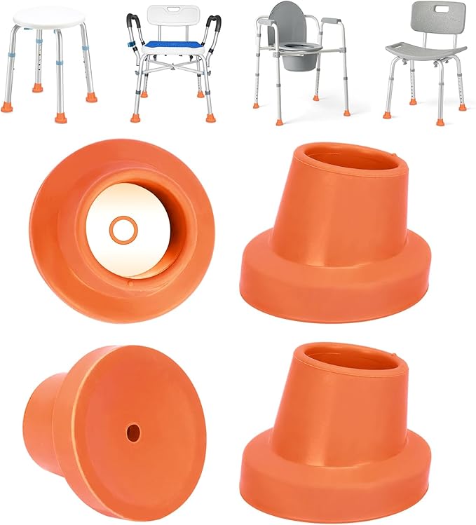 supregear Replacement Feet for Shower Chair Bath Seat, 1-1/8" I.D. Slope Rubber Feet Pad for Shower Stools Transfer Bench Non-Slip Extreme Grip Tub Transfer Benches Suction Cup Feet, 4PK