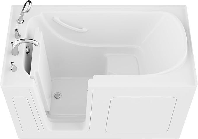 ANZZI Tubs Series Slip Resistant Textured Flooring Left Drain Quick Fill Walk-In Soaking Tub in White Finish 32 in. x 60 in. | AMZ3260LWS