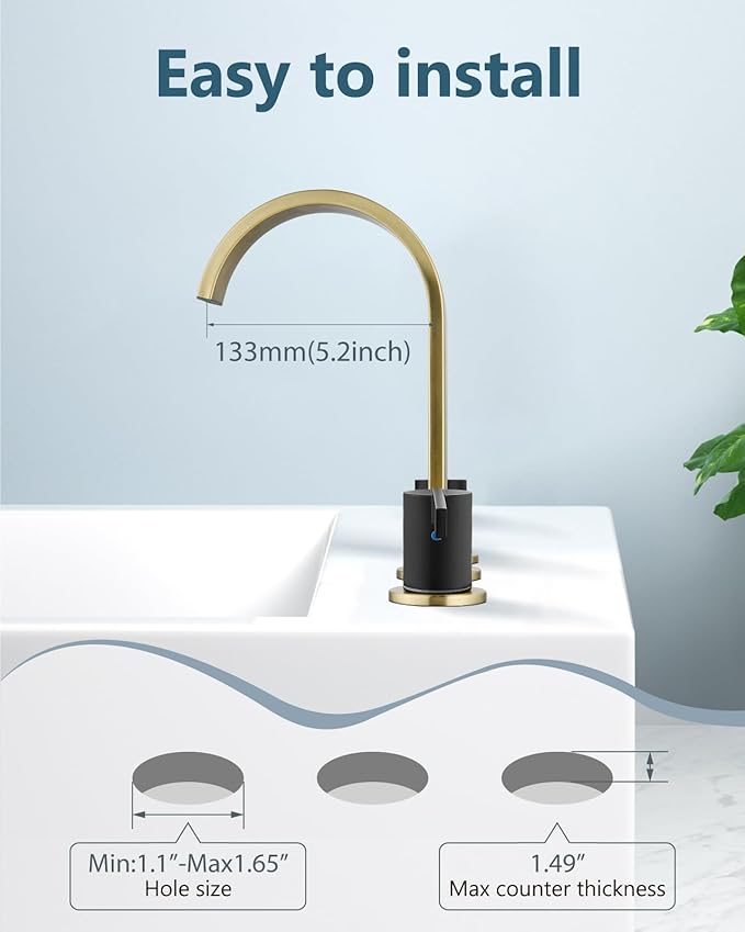 Aolemi Bathroom Faucets 3 Hole,8 Inch Widespread Waterfall Bathroom Sink Faucet,2 Handles Vanity Faucet with Pop-up Drain and Supply Hose,Brushed Gold and Matte Black