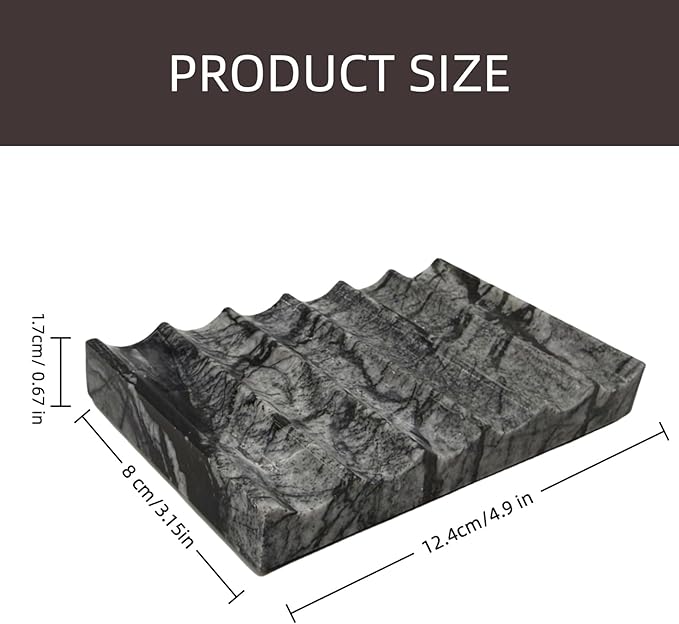 Self Draining Soap Holder, Natural Marble Soap Dish for Bar Soap, Shower Soap Saver Sponge Holder Soap Tray Savers for Bathroom Shower Kitchen Sink (Gray)