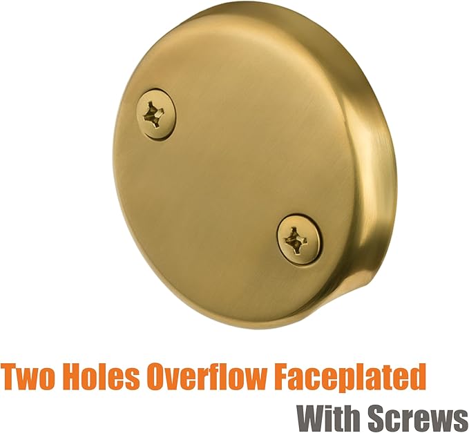 Artiwell Bath Tub Drain Trim Set Conversion Kit Assembly, with Easy Installation Lift and Turn Twist Bathdrain Stopper and Two Holes Tub Drain Overflow Faceplate, Fit Most Bath Drains, Brushed Gold