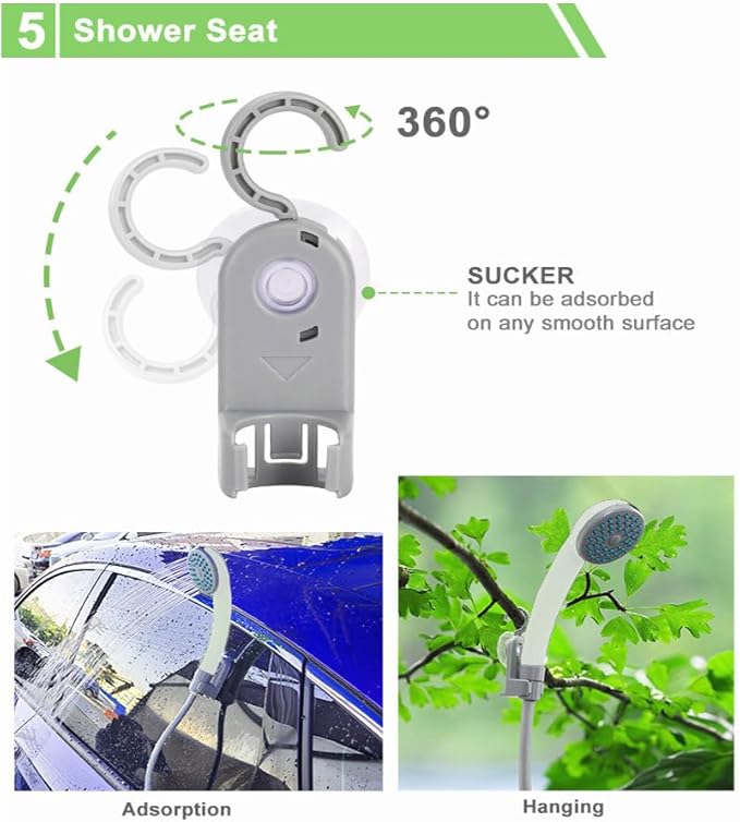 Portable Outdoor Shower Pump Camping Shower Pump Rechargeable LED IPX8 Waterproof for Indoor Outdoor Camping Hiking Motorbikes Travel Shower Car Pet Cleaning