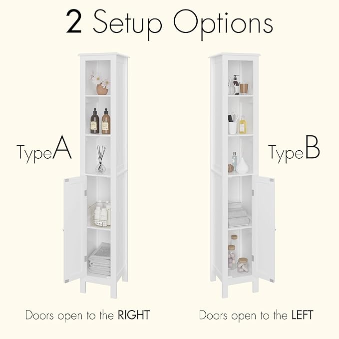 Tall Bathroom Storage Cabinet with Adjustable Shelves,66.92" H Slim 1-Door Freestanding Cabinet for Small Spaces, Bathroom,Kitchen, Living Room,White