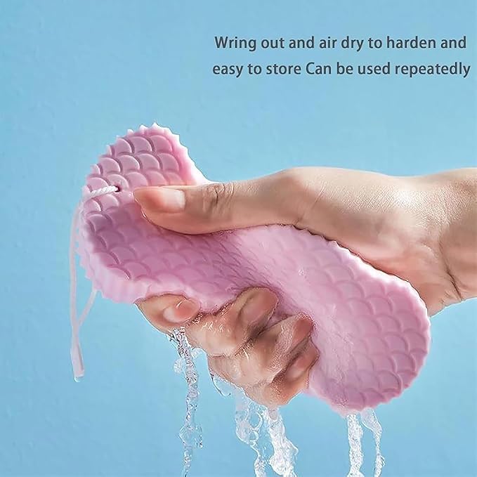 Magic Exfoliating Bath Sponge, 3D Super Soft Exfoliating Bath Sponge, Gentle & Effective Exfoliation, Highly Absorbent Design for Convenience and Durability (2PCS-A)