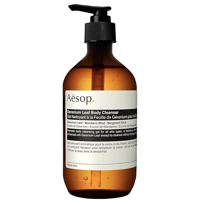 Aesop Geranium Leaf Body Cleanser | For All Skin Types To Cleanse Without Drying Out | Geranium Leaf, Mandarin Rind, Bergamot Rind | 16.9 oz / 500mL
