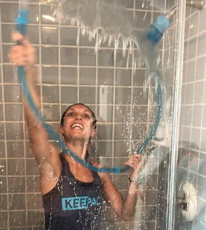 Rinseroo JUMBO Shower Cleaning Thing – Slip-On Handheld Hose Attachment for Fast, Mess-Free Shower Wall Rinsing–6 Ft Hose, Fits Up to 7" Shower Head–Temporarily Converts Standard Shower into Handheld
