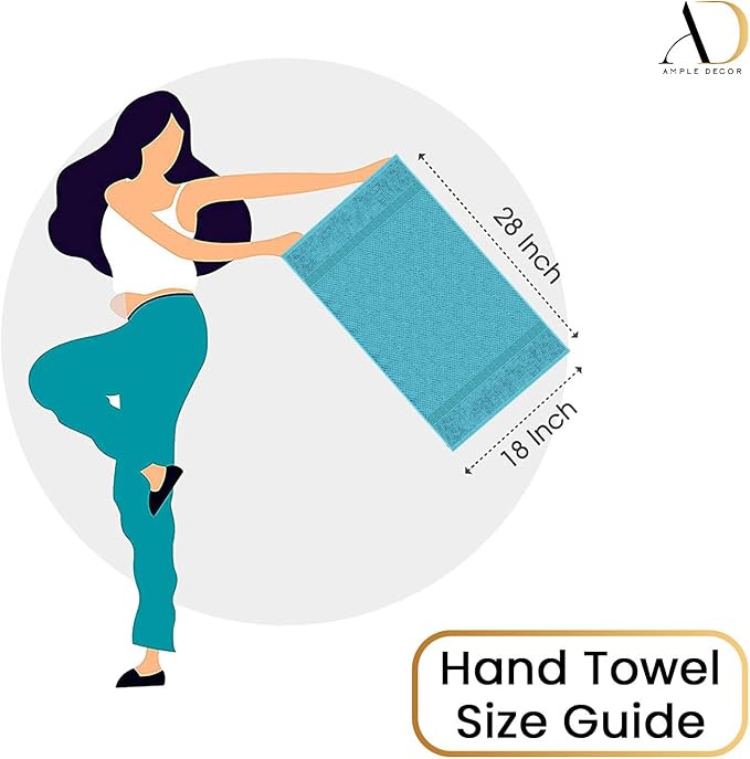 Ample Decor 100% Cotton Sky Blue 18 X 28 Inch Hand Towel for Bathroom Set of 8 - Super Soft, Highly Absorbent, Popcorn Textured