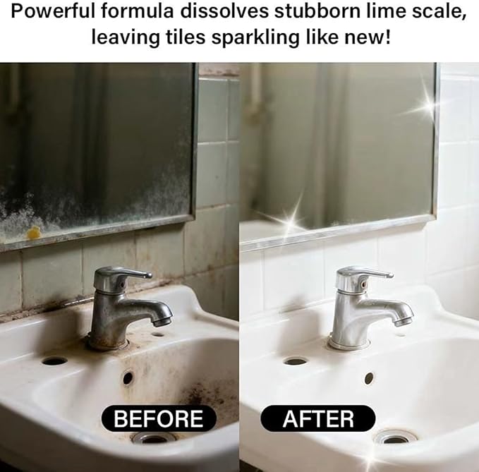Bathroom Descaler, 100ml Powerful Cleaning Foam, Toilet Bowl Stain Cleaner Agent for Kitchen Sink, Bathtub, Glass, Tiles, Faucets, Shower Heads, Steel Furniture, Doors