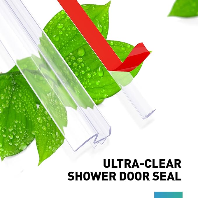 Shower Door Bottom Seal, 2 PCS 5/16" x 36" Shower Door Sweep for 5/16 Inch Glass, Frameless Glass Door Seal Strip,Stop Shower Leaks and Create a Water Barrier