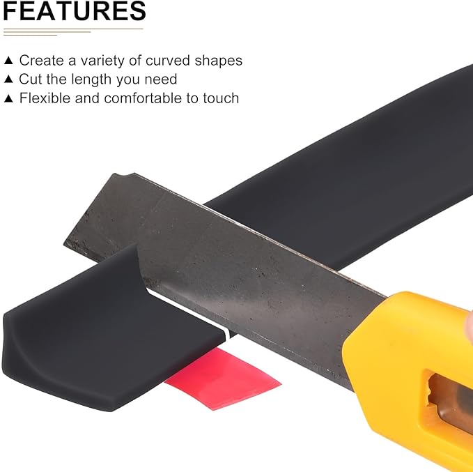 39"x0.8"x0.5" (LxWxH) Collapsible Shower Barrier Stopper - 1 Pack - Good for Bathroom Kitchen - L Shape Water Splash Guard Blocker - Black
