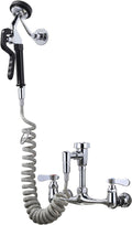 Pet Grooming Faucet, Wall Mount 8" Centers Mixing Faucet, Brass Pet Grooming Unit with Aluminum Spray Valve, Coiled Hose, Vacuum Breaker, Lever Handles for Shower Bathroom Garden Outdoors Sink