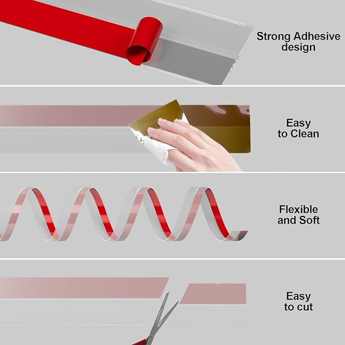 Heavy-Duty 3Inch (W) x 20FT(L) Door Weather Stripping, Extra Thick 2mm Door Draft Stopper Silicone Seal Strip, Draft Seal Tape for Doors Windows and Shower Glass Gap