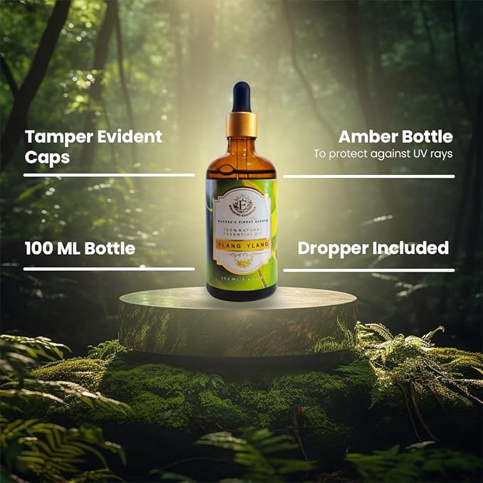 Luxurious YLANG YLANG Essential Oil by Enhanced Essentials|Slow Distilled & Pure| for Home,Diffusers,Skin Care,Aromatherapy,Bath, Massage,Perfume,Gifting,Soap and Candle Making|3.38 Fl Oz (100 ml)