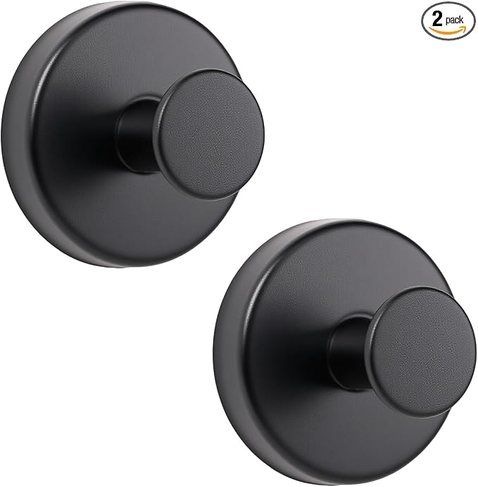 Suction Cup Hooks for Shower, Bathroom Hooks for Towels Stainless Steel Wall Hook for Hanging up to 6.5 lbs Hooks for Kitchen, Glass, Mirror (2Pcs Black)
