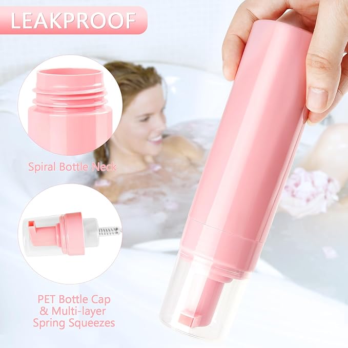 Foam Pump Bottle 6.8oz/200ml Pink Empty Foam Bottle Pump, Travel Foam Bottle for Soap, Shampoo, Cleaning Foam Dispenser Bottle Refillable (4 Pack)