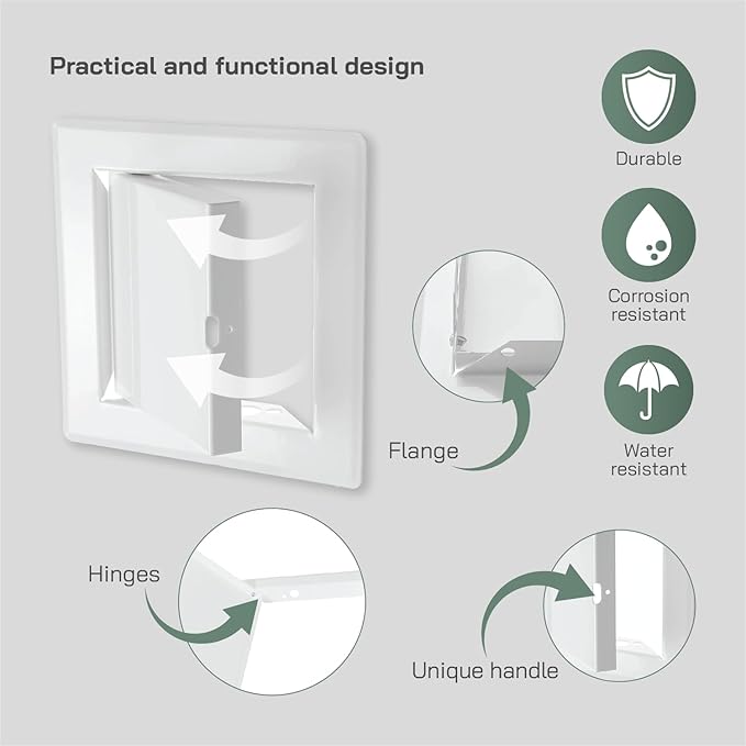 Vent Systems 4'' x 4'' Inch White Metal Access Panel - Easy Access Doors - Access Panel for Drywall, Wall, Electrical and Plumbing Service Door