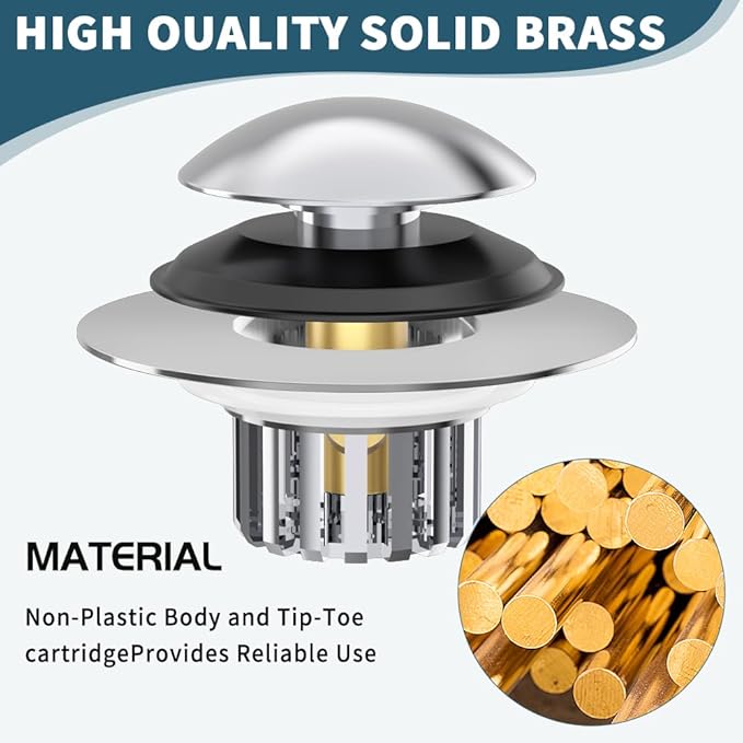 Upgraded 2 in 1 Bathtub Drain Stopper, Pop Up Tub Drain Hair Catcher, Anti Clogging Tub Drain Stopper, Replaces Lift and Turn, Tip-Toe and Trip Lever drains for Tub, Easy Install and Clean