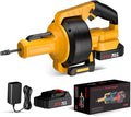 Electric Drain Auger, 21V Cordless Drain Snake, 25Ft Auto-Feed Snake Drain Hair Removal Tool with 2.0Ah Battery, Sink Snake Drain Cleaner for Sewer, Kitchen, Shower 3/4"-2.95" Pipes(Bag&Gloves&Rag）