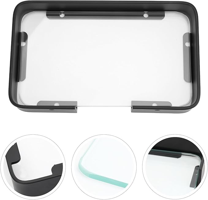 Bathroom Glass Shelf Floating Wall Rack Black Corner Organizer for Shampoo and Cosmetics Easy Install Storage for Humid Spaces Bathroom Wall Rack