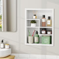 Stainless Steel Recessed Medicine Cabinet 14 * 18, Rust-proof Metal Wall Niche, In Wall Shower Niche Shelf Insert Replacement, Recessed Medicine Cabinets for Drywall, with 4 Compartments, White