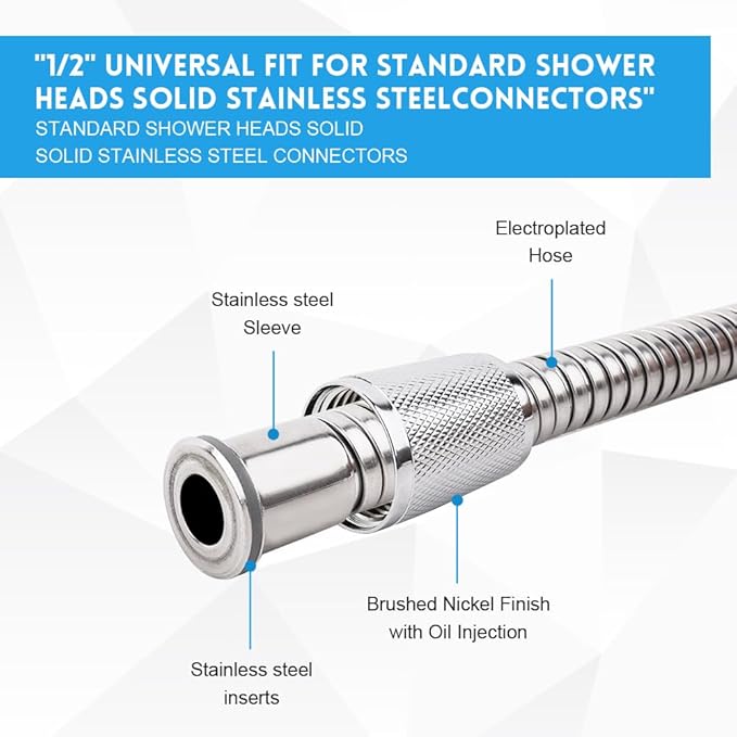 Shower Hose, 70 Inches Extra Long Shower Head Hose Stainless Steel Plated Nut &Stainless Steel Insert