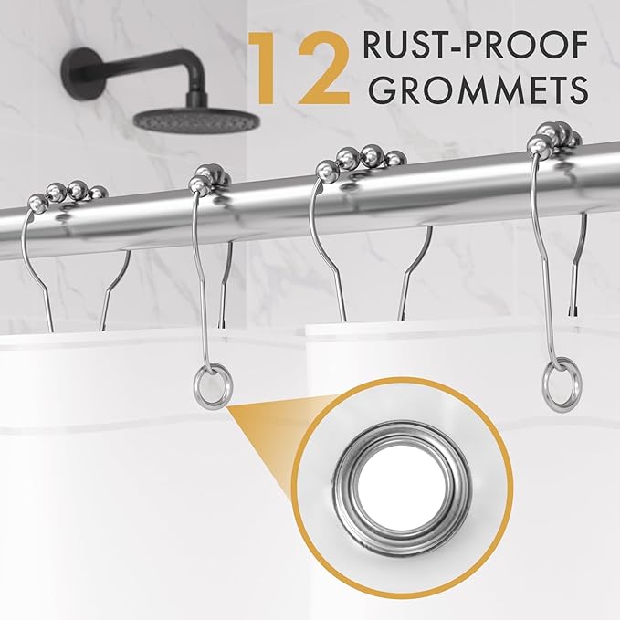 AmazerBath Shower Curtain Liner 2 Pack, 72 x 96 Inches Extra Long PEVA Plastic Shower Liner with Heavy Duty Stones and 12 Rustproof Metal Grommet, Lightweight Waterproof Shower Curtain - White