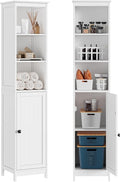 RRX Tall Bathroom Storage Cabinet,Slim Cabinet with Door &Shelf,13.8" L*12.6" W*63.4" H,Freestanding Narrow Cabinet with Anti-Tip,Storage for Kitchen,Entryway (Pure White)
