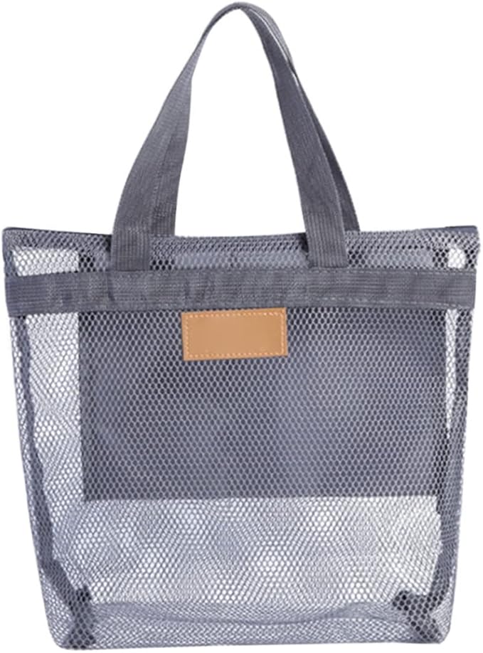 Mesh Shower Caddy Portable Hanging Quick Dry Bath Tote Organizer for Beach Swimming Grey Portable Bathtub Bag, Hanging Bathtub Storage Bag, Bathroom Storage Basket, Bath Organizer, Mesh