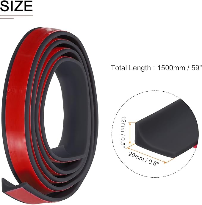 59"x0.8"x0.5" (LxWxH) Collapsible Shower Barrier Stopper - 1 Pack - Good for Bathroom Kitchen - L Shape Water Splash Guard Blocker - Black