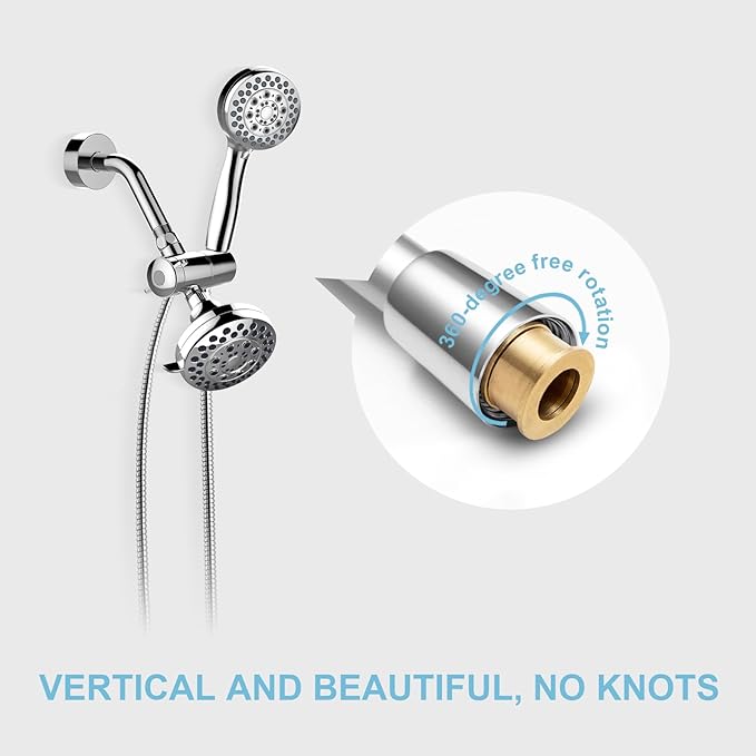 OFFO Shower Hose High Flow 0.43” Large Bore, 120 in Kink Free Stainless Steel Shower Head Hose Replacement Universal G1/2”, Leak-proof Extra Long Flex Handheld for Pet Bathing Cleaning, Chrome