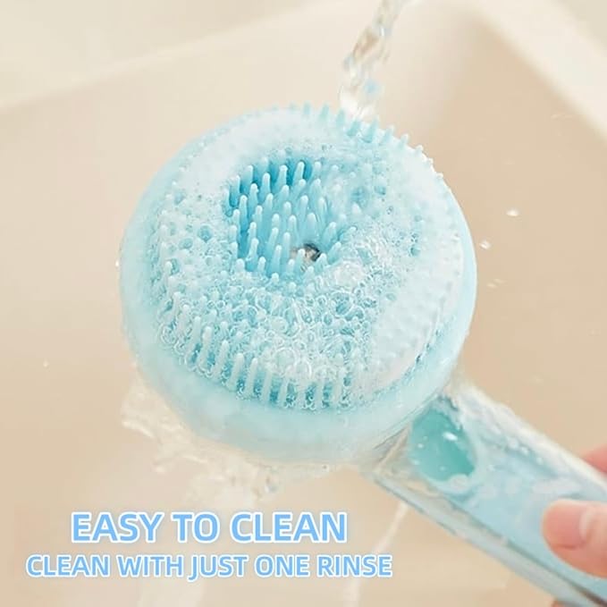 Pet Bath Brush 2 in 1 Dog Shampoo Brush with Built-in Shampoo Dispenser for Long Short Haired Dogs Cats Bubble Maker for Bathing Grooming (Red)