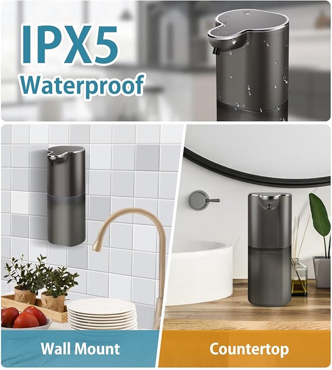 Soap Dispenser, Automatic Foaming Soap Dispenser with 4 Adjustable Volume Control, Touchless Rechargeable Hands Free Auto Soap Pump for Kitchen, Bathroom, Hotel, Restaurant,13.5oz/ 400ml