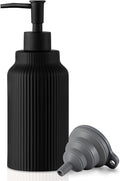Modern Ceramic Soap Dispenser for Bathroom，14oz Ceramic Soft Touch Hand Lotion Dispenser with Pump，Liquid soap Dispenser for Kitchen Rubber Paint (Black)