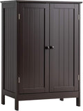 Tangkula Freestanding Storage Cabinet with Double Doors and Shelf, Modern Home Furniture, Wooden Home Organizer for Living Room, Bathroom Storage, Brown
