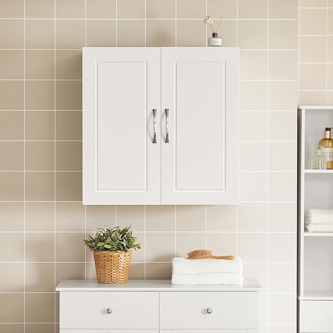 Haotian Wall Cabinet Laundry Room, Medicine Cabinet for Bathroom Kitchen Garage, Wall Storage Cabinet with Adjustable Shelf, White FRG231-W