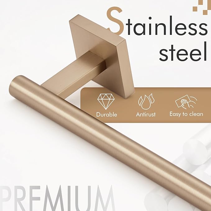 KOKOSIRI Bathroom Towel Bar Bath Towel Holders for Toilet Kitchen Cabinet Wall Mount 24 Inch Champagne Bronze Stainless Steel B4005CPG-L24