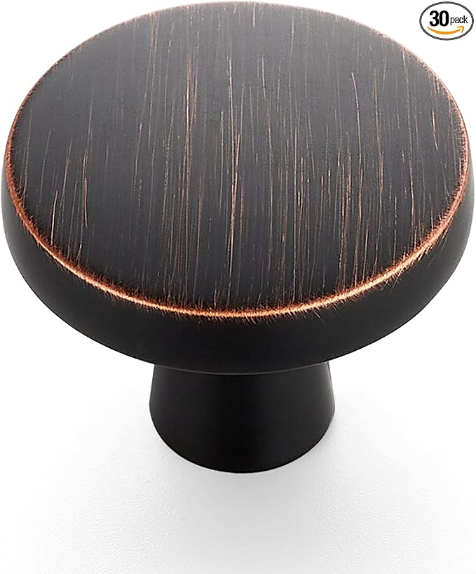 Ravinte 30 Pack Drawer Pulls 1-1/4 Inch Kitchen Cabinet Knobs Solid Round Dresser Drawer Knobs Oil-Rubbed Bronze Dresser Knobs Drawer Knobs Simple Cabinet Hardware for Cupboard Drawer Pulls