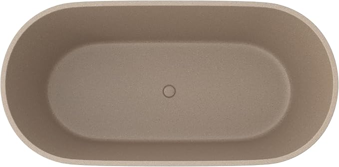 Stone Resin Freestanding Bathtub 59", Terrazzo Bathtub Soaking Tub, Solid Surface Stand Alone Bathtub with Drain & Integrated Slotted Overflow AMFS-MY008