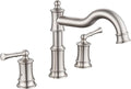 Roman Tub Faucet Classic Widespread Deck Mount Bathtub Faucet 3 Holes Brass High Flow Tub Filler, Rough in Valve Included, Brushed Nickel