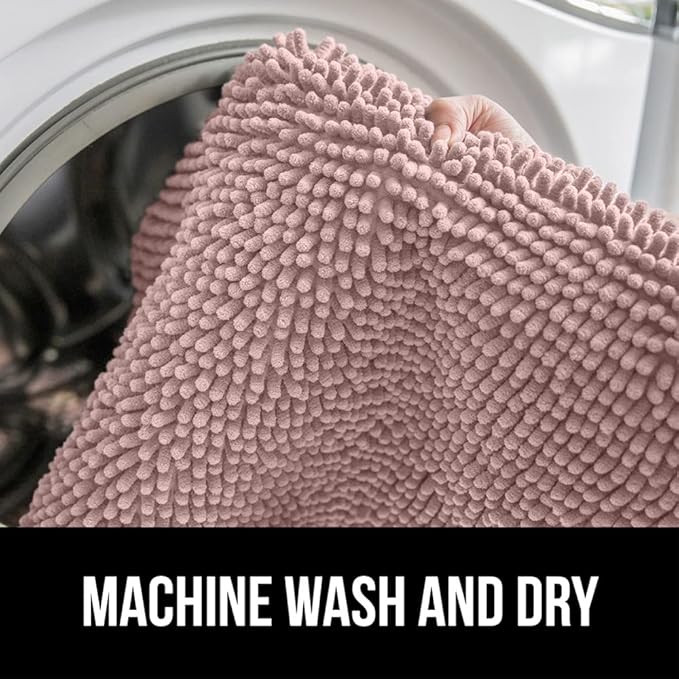 GORILLA GRIP Bath Rug Mat 30x20, Soft Absorbent Chenille, Quick Dry Microfiber Mats, Rubber Backing Washable Shower Floor Rugs, Bathmat Runner, US Designed Bathroom Home Decor Accessories Dusty Rose