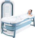 56" Portable Bathtub for Adult, No Installation, Foldable Tub for Shower, Folding Collapsible Bathtub Soaking Tub for Bathroom, Ergonomically Designed for The Ultimate Relaxing Soaking Bath Blue
