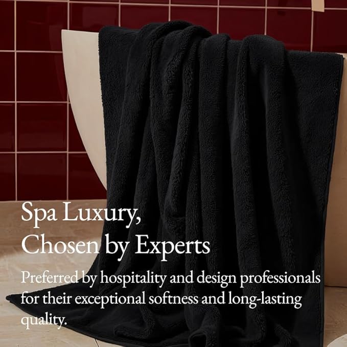 Italic Ultraplush 100% Australian Cotton Washcloths - Set of 2 Luxury Plush Face Wash Cloths, Soft and Absorbent 800 GSM for Bathroom, Spa, Gym, Face and Body (Black)