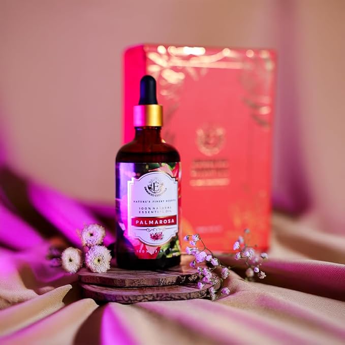 Luxurious Palmarosa Essential Oil by Enhanced Essentials| Slow Distilled & Pure| for Home,Diffusers,Skin & Hair Care,Aromatherapy,Bath,Perfume,Soap & Candle Making|with Glass Dropper|100 ml