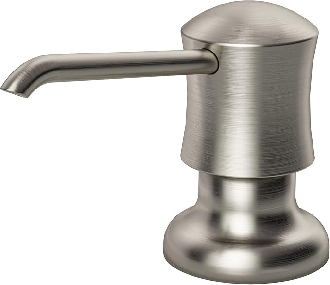SAMODRA Soap Dispenser for Kitchen Sink Brushed Nickel Lotion Dispenser 12 OZ Bottle Built in Design Refill from The Top