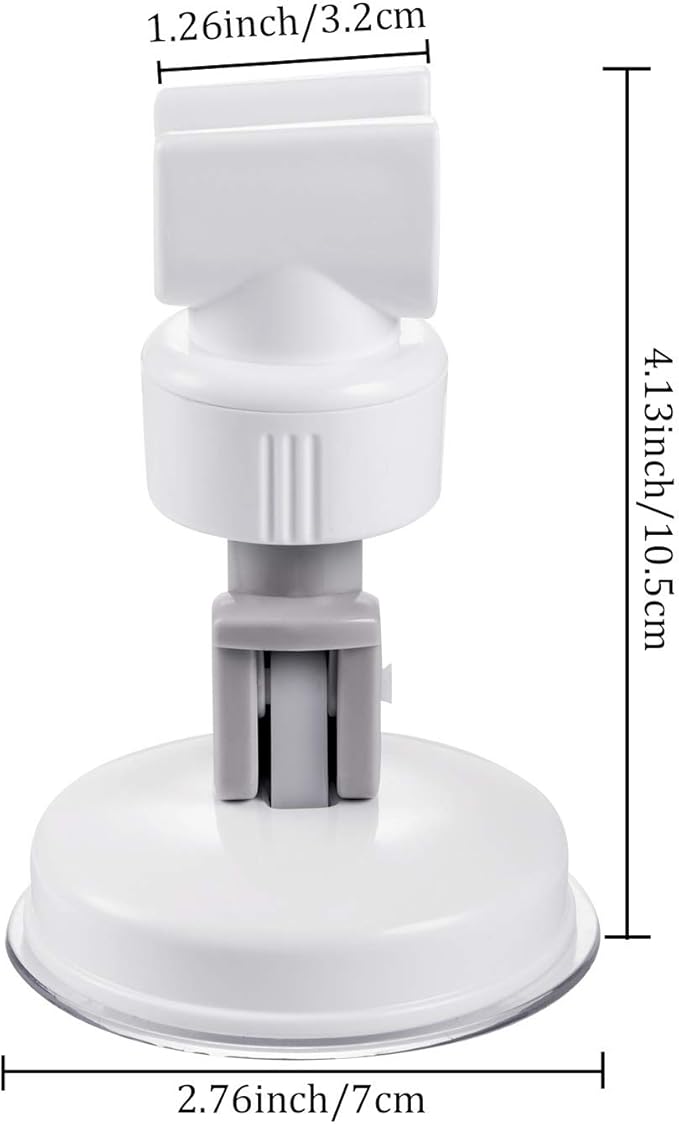 Zhehao Adjustable Shower Head Holder, Removable Suction Cup Shower Head Holder, No Drill Wall Mounted Suction Bracket with Chrome Polished for Marble Glass Metal Ceramic(1,Grey Wrench)